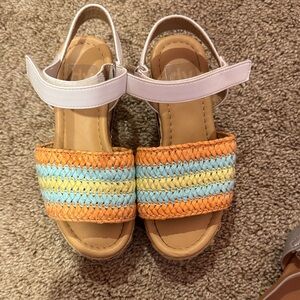 DV by Dolce Vita Girls' Braided Strap Sandals in Orange, Yellow & Light Blue
